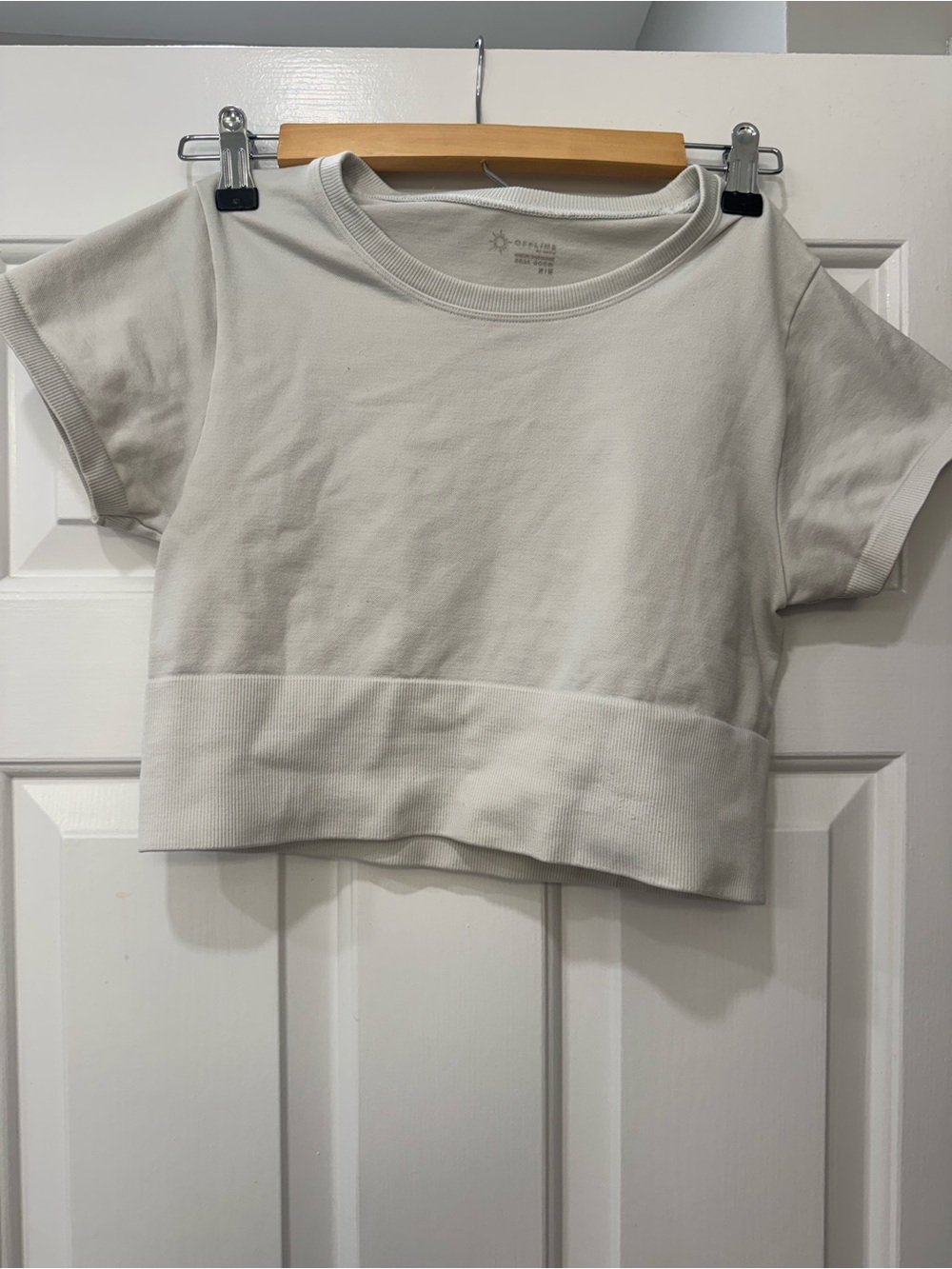 aerie Cream Ribbed Crop Top